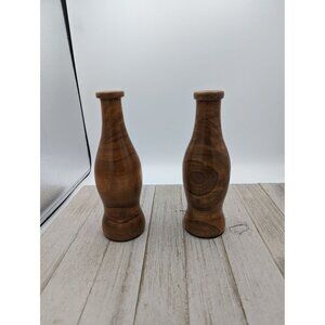 Set 2 Vintage Wood Long Neck Bud Dry Flower Vases Decorative Cottonwood Kansas